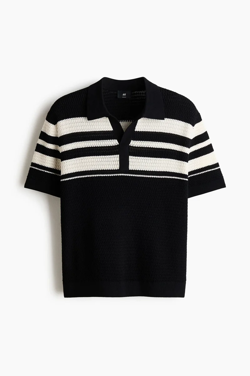 H&M  Regular Fit Pointelle-knit polo shirt for Men | Best Price UAE