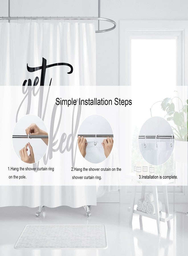 Domoku Get Naked Shower Curtain White Decor Black Words Shower Curtain Funny Bathroom Curtain Polyester Fabric Waterproof with 12Hooks,72x72 inch - Image 5