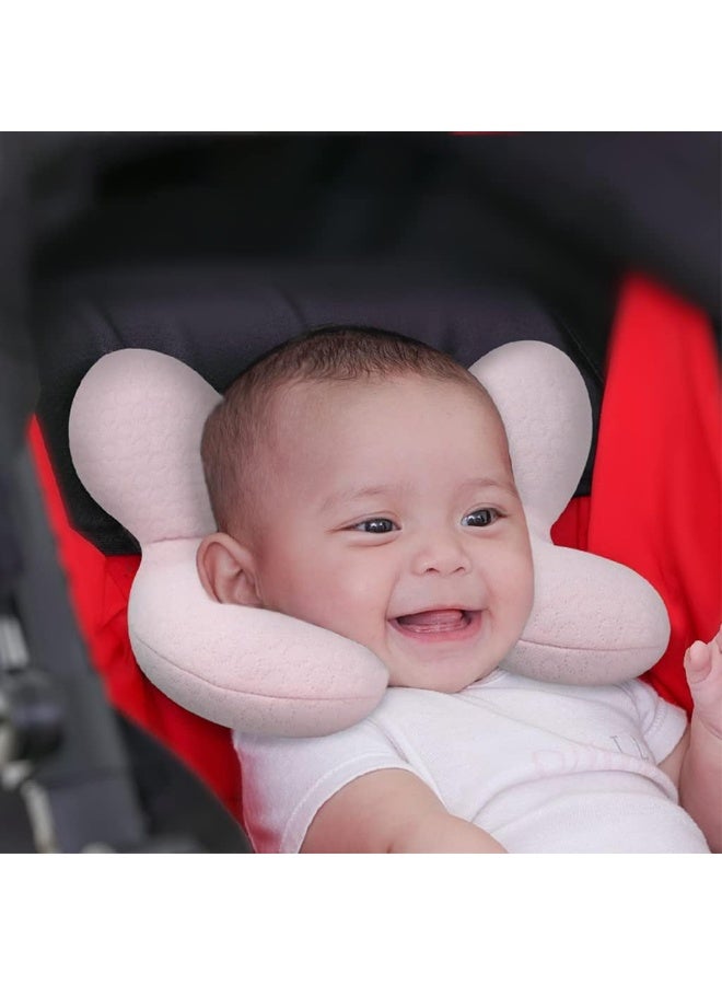 Blublu Park وسادة دعم رأس الطفل المحسّنة من بلوبلو بارك للمواليد والأطفال الصغار، وسادة سفر ناعمة من القطن للسيارات وعربات الأطفال، وردي - Image 3
