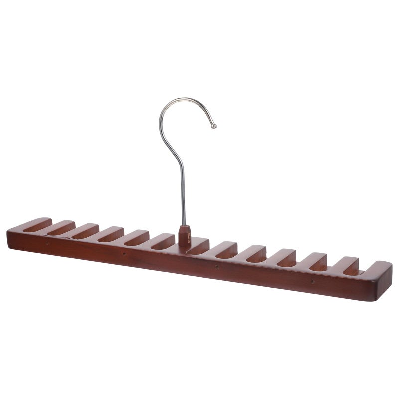 Red Wood Solid Material Multi Slot Strap Hanger Scarf Organizer for Home Storage - Image 2