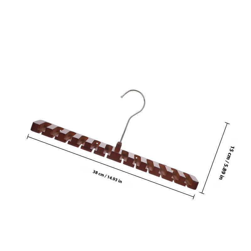 Red Wood Solid Material Multi Slot Strap Hanger Scarf Organizer for Home Storage - Image 3