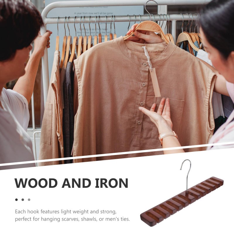 Red Wood Solid Material Multi Slot Strap Hanger Scarf Organizer for Home Storage - Image 5