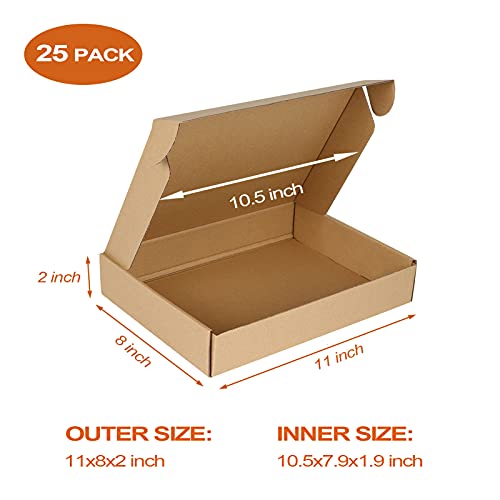 PHAREGE 11x8x2 inch Shipping Boxes Bulk 25 Pack Brown, Tab Lock Tuck Top Mailer Boxes for Packaging Small Business, Medium Cardboard Gift Boxes for Wrapping Mailing Present - Image 2
