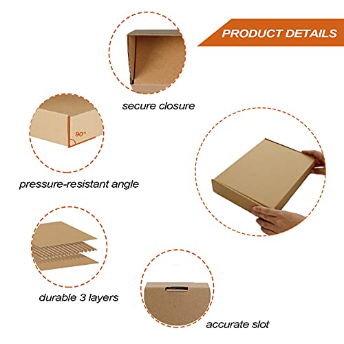PHAREGE 11x8x2 inch Shipping Boxes Bulk 25 Pack Brown, Tab Lock Tuck Top Mailer Boxes for Packaging Small Business, Medium Cardboard Gift Boxes for Wrapping Mailing Present - Image 4
