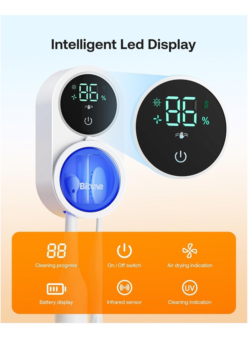 Bitvae Smart UV Toothbrush Cleaner & Holder with LED Screen, UV-C Sterilization and Air Drying, Rechargeable Wall Mounted Toothbrush Sanitizer with 30-Day Battery Life, Type-C Fast Charging, Adhesive Mount for Bathroom, Compatible with Electric & Manual Toothbrushes – Hygienic Automatic Toothbrush Storage Organizer - Image 3