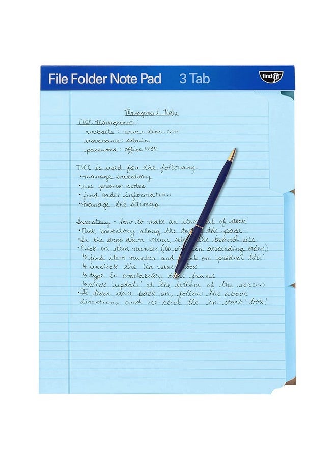 Find It - File Folder Notepad Pack Of 369.5 X 12.5 Inch Notebook Organizer Folders For Filing Document And Clipboard Organization Blue - Image 1