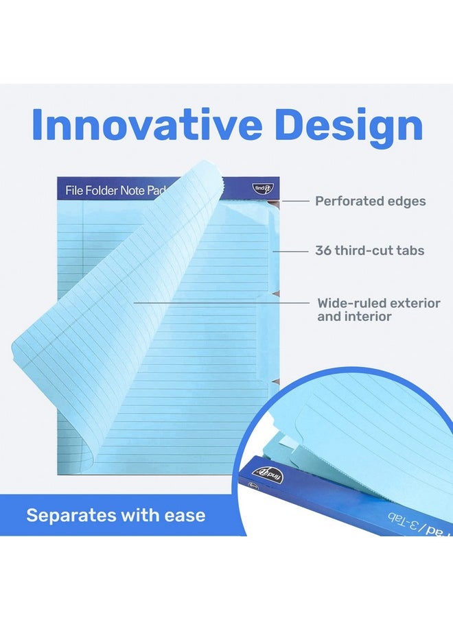 Find It - File Folder Notepad Pack Of 369.5 X 12.5 Inch Notebook Organizer Folders For Filing Document And Clipboard Organization Blue - Image 1