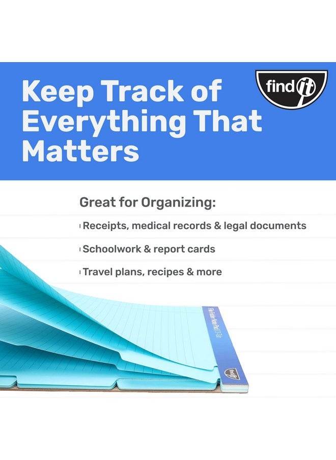 Find It - File Folder Notepad Pack Of 369.5 X 12.5 Inch Notebook Organizer Folders For Filing Document And Clipboard Organization Blue - Image 1