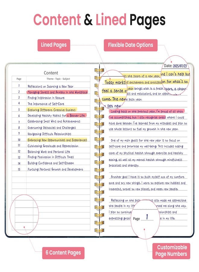 Taja Lined Spiral Journal Notebook for Women, A5 Cute College Ruled Hardcover Notebook for Work & Note Taking, Pretty Journal for Writing, 140 Pages, Sunset - Image 3