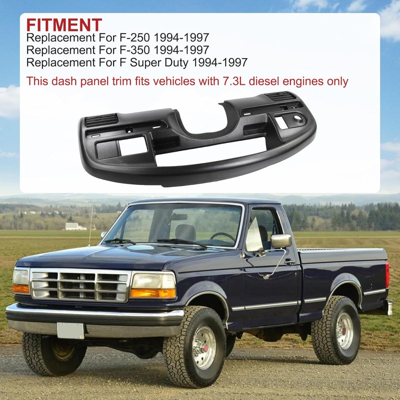 JDMSPEED Dashboard Instrument Cluster Panel Bezel Black Replacement For Ford F250 F350 F Series Super Duty 7.3L V8 Diesel 1994-1997 F4TZ-15044D70-C F4TZ15044D70C Surround Trim for Instrument Cluster Dash Panel - Image 3