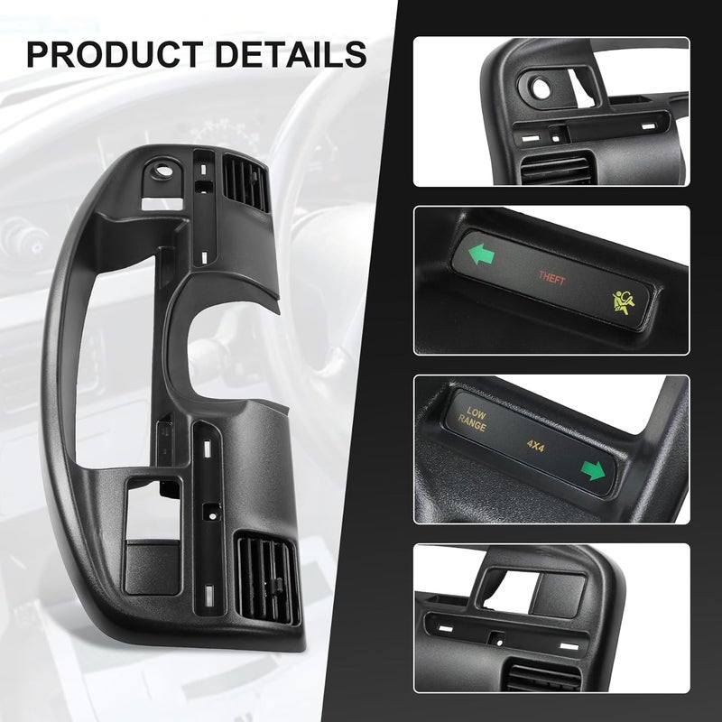 JDMSPEED Dashboard Instrument Cluster Panel Bezel Black Replacement For Ford F250 F350 F Series Super Duty 7.3L V8 Diesel 1994-1997 F4TZ-15044D70-C F4TZ15044D70C Surround Trim for Instrument Cluster Dash Panel - Image 4