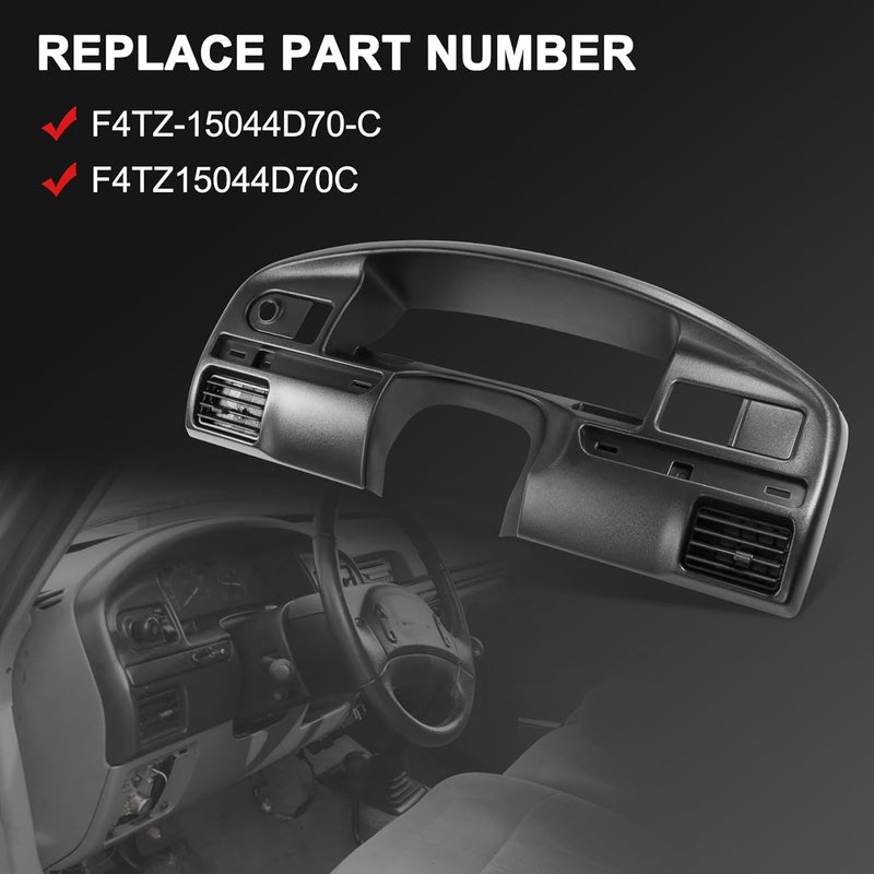 JDMSPEED Dashboard Instrument Cluster Panel Bezel Black Replacement For Ford F250 F350 F Series Super Duty 7.3L V8 Diesel 1994-1997 F4TZ-15044D70-C F4TZ15044D70C Surround Trim for Instrument Cluster Dash Panel - Image 2