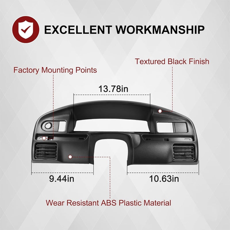 JDMSPEED Dashboard Instrument Cluster Panel Bezel Black Replacement For Ford F250 F350 F Series Super Duty 7.3L V8 Diesel 1994-1997 F4TZ-15044D70-C F4TZ15044D70C Surround Trim for Instrument Cluster Dash Panel - Image 5