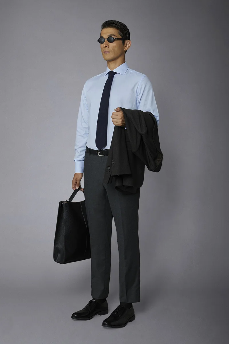 Doppelganger Men's slim fit french collar regular - LT Sky