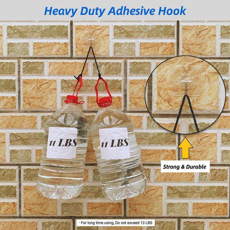 SZNKB Adhesive Hooks, 20 Pack Heavy Duty Sticky Hooks, Transparent Removable Adhesive Hooks for Hanging, Wall Hooks Can be Used for Kitchen Bathroom Shower Outdoor Home Improvement, Waterproof and Rustproof - Image 3