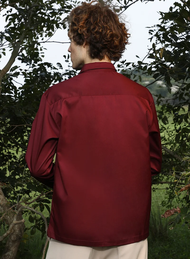 CAHOOT  Men's Wine Red Satin Oversized Shirt for Men | Best Price UAE