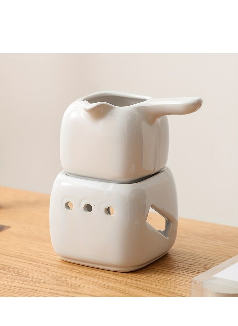 Generic - Vintage Square Ceramic Aromatherapy Diffuser with Handle - 180ml Large Capacity, Detachable Design for Home Decor (Candle Not Included) - Image 1