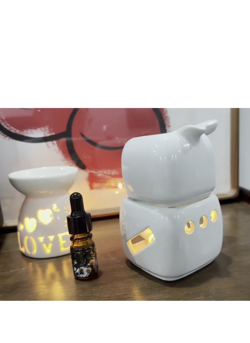 Generic - Vintage Square Ceramic Aromatherapy Diffuser with Handle - 180ml Large Capacity, Detachable Design for Home Decor (Candle Not Included) - Image 1