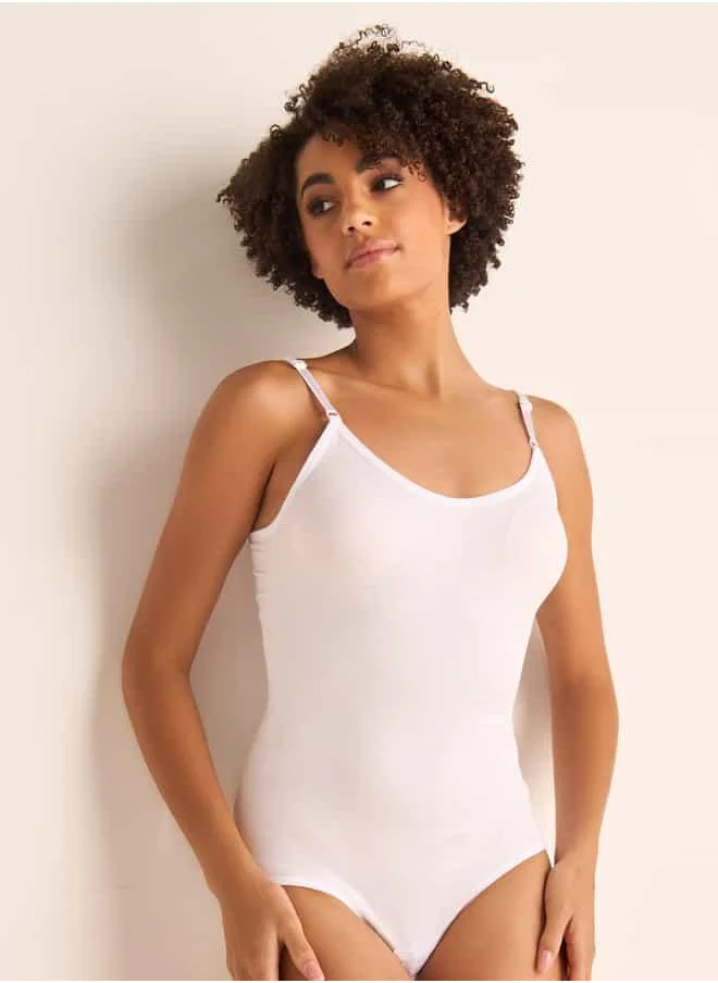 سبلاش فيڤ Shaping Bodysuit with Adjustable Straps and Press Button Closure