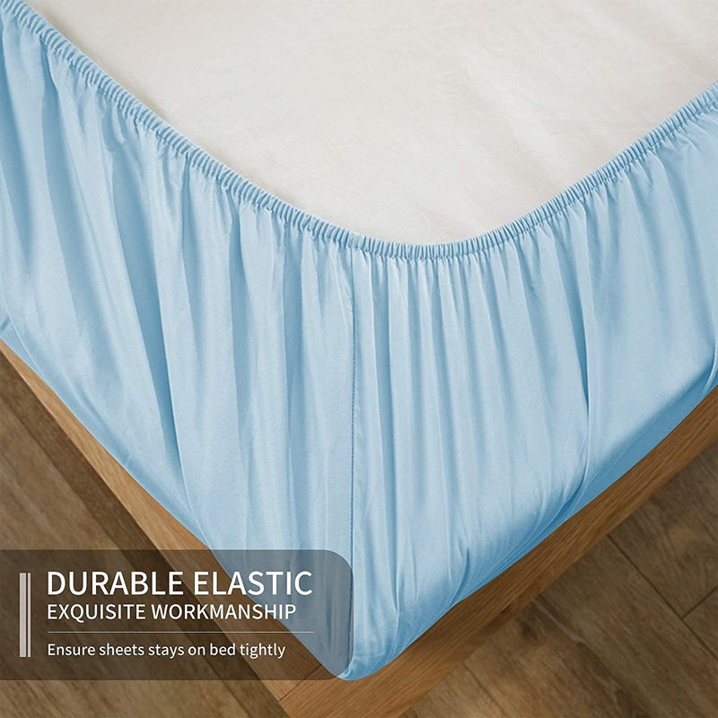 EaseHome Light Blue King Size Bed Sheet Set - Deep Pocket to 18 inches Mattress 4 Piece - Premium Bedding Sheets & Pillowcases Collection - Extra Soft - Image 3