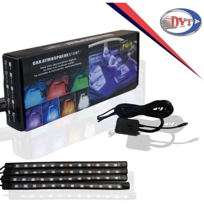 وينكا 4 × شريط إضاءة ليد RGB عالمي 12 فولت، مصباح ديكور داخلي للسيارة مع جهاز تحكم عن بعد، شريط إضاءة نيون أسود للأرضية - Image 5