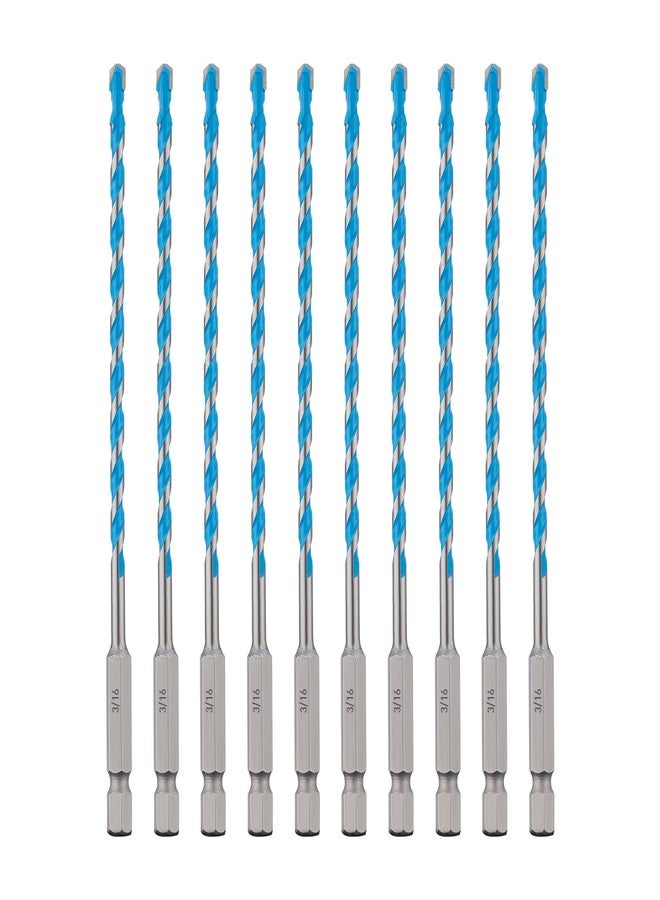 toolant 3/16" Concrete Drill Bit Set & Masonry Drill Bit Set, Shockproof Hex Shank Hammer Drill Bit Set for Glass/Brick/Plastic/Cement/Tile, Industrial Strength Carbide Drill Bit Tip 1/4" Box of 10 - Image 1