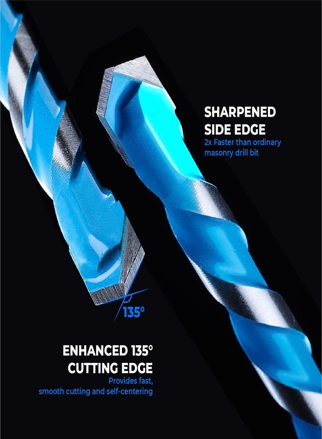 toolant 3/16" Concrete Drill Bit Set & Masonry Drill Bit Set, Shockproof Hex Shank Hammer Drill Bit Set for Glass/Brick/Plastic/Cement/Tile, Industrial Strength Carbide Drill Bit Tip 1/4" Box of 10 - Image 3