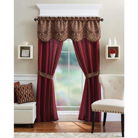 GoodGram Unique 5 Piece Window Curtain Set Assorted Colors (Brick) - Image 1