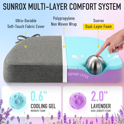SUNROX Cooling Gel Memory Foam Chair Cushions 26 Thick UShaped DualLayer Comfort Dining Chair Pads Non Slip Seat Cushion with Ties for Indoor Kitchen Office 17x16 Set of 4 Taupe - Image 3