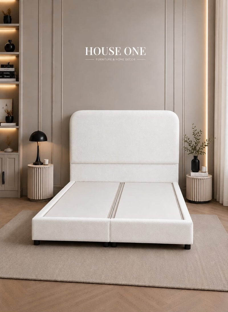 House One Leen | Velvet Bed Frame - White - Image 1