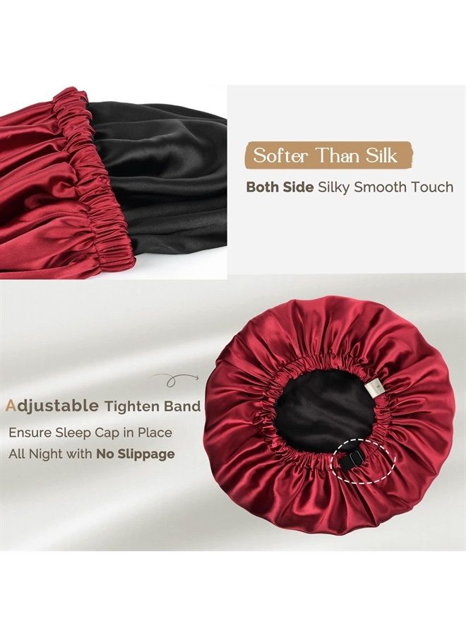 YANIBEST Silk Bonnet for Sleeping Satin Bonnet Hair Bonnets for Black Women and Men Double Layer Ajustable Bonnet for Curly Braids Hair