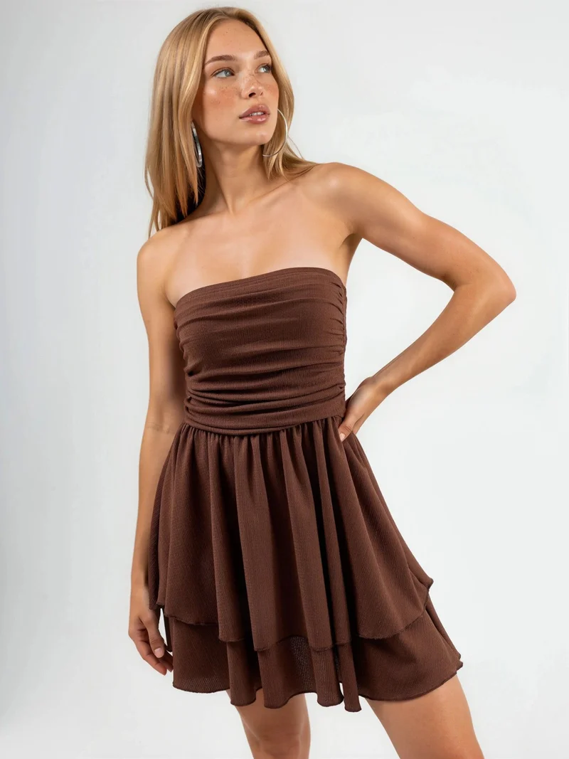 هيكاب Strapless Ruffle Mini Dress
