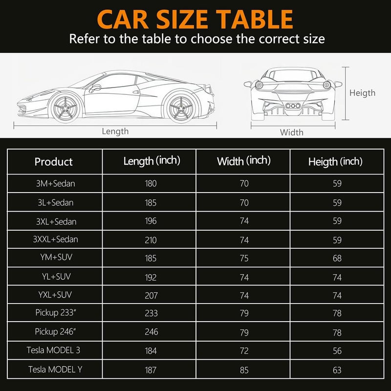 WMCHEYI Waterproof All Weather Car Cover for Sedans up to 210" - Image 5