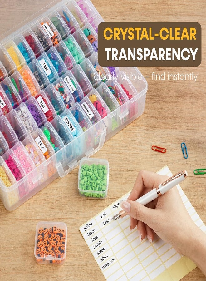 ZOQINI Portable Bead Organizer, 60Pcs Small Clear Storage Boxes with Hinged Lid, Large Travel Craft Case with Handle, Mini Plastic Containers for Jewelry Making Diamonds DIY Bracelet Screws Seeds Small Parts - Image 2