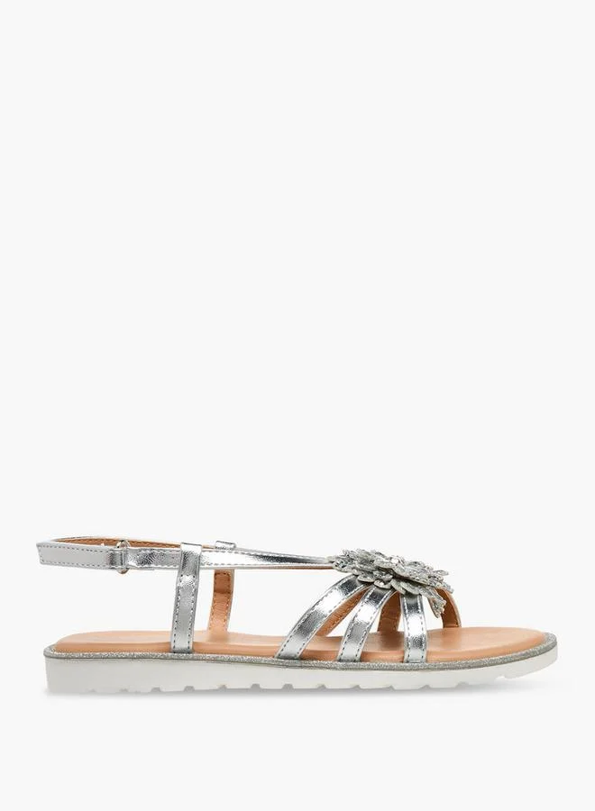 Celeste SILVER Girls Floral Embellished Sandals for Women | Best Price UAE