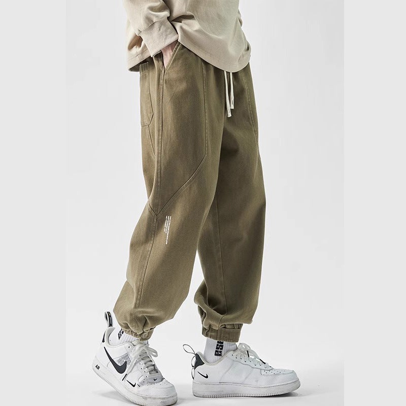 Men's Cargo Pants American Vintage Retro Tapered Casual Trousers Loose Fit - Image 1