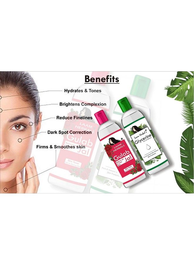 Laam Herbals Rose Water & Refined Glycerine ; Steam Distilled ; Pure & Natural ; Skin Softner Balance Ph Skin Toner (500 Ml+600 G) - Image 4