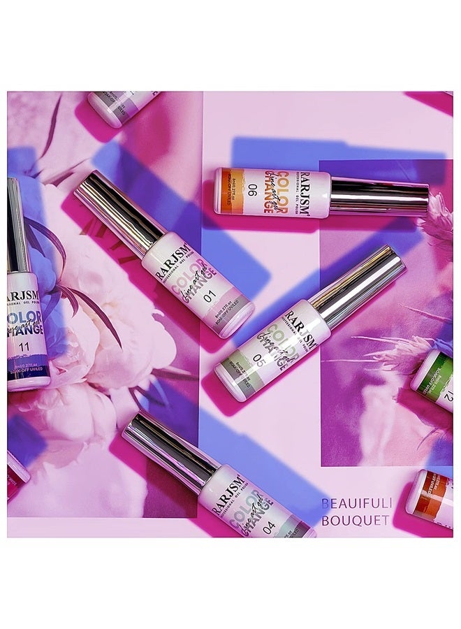 RARJSM Temperature Color Changing Painted Line Art Gel Nail Polish Set,12 Colors Mood Changing Gel Polish Pink Orange Red Blue Green Purple for Fall Winter Nail Art DIY Design Curing Required 8ml - Image 5