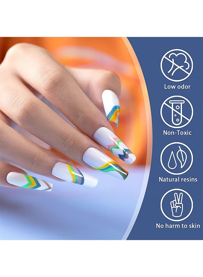 RARJSM Temperature Color Changing Painted Line Art Gel Nail Polish Set,12 Colors Mood Changing Gel Polish Pink Orange Red Blue Green Purple for Fall Winter Nail Art DIY Design Curing Required 8ml - Image 2