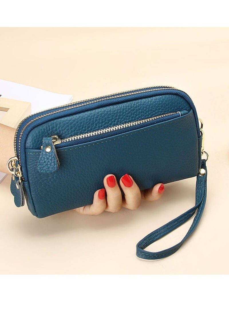 Loquat Large Capacity Zipper Wallet Blue  - Image 1