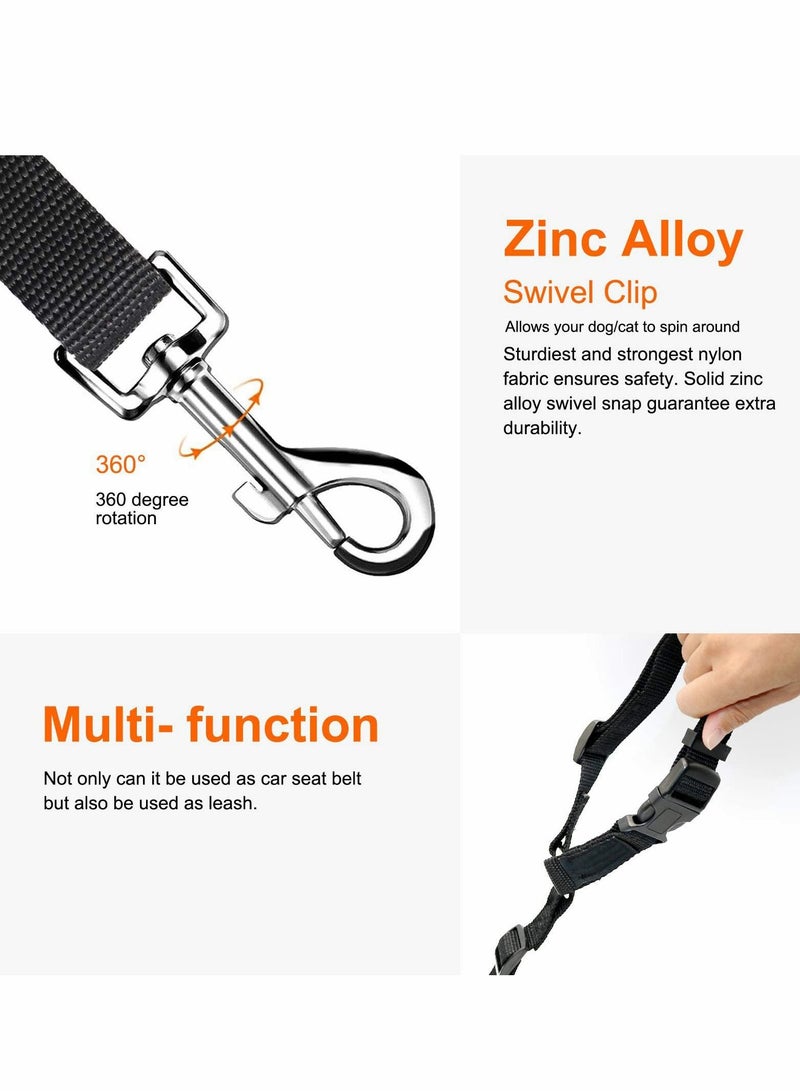 Excefore 2 Packs Dog Cat Safety Seat Belt Strap Car Headrest Restraint Adjustable Nylon Fabric Dog Restraints Vehicle Seatbelts Harness - Image 3