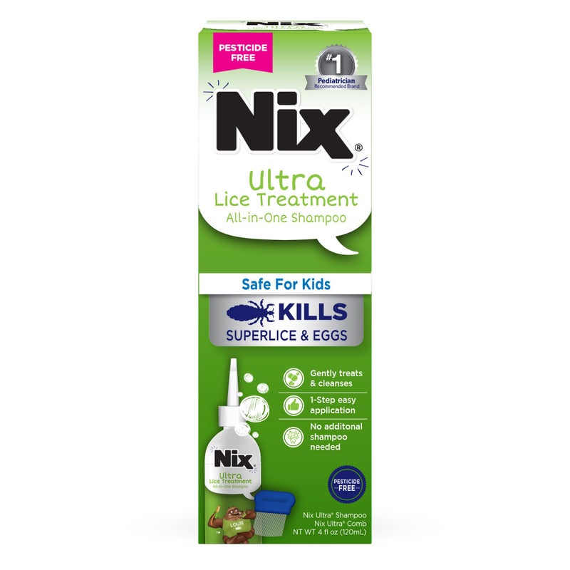 Nix Ultra Superlice Treatment, All-in-One Shampoo, 4 Fl Oz  Lice Removal Comb - Image 1
