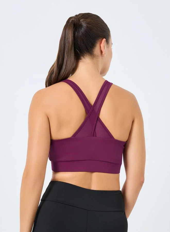 Styli Active Mesh Cross Strap Sports Bra