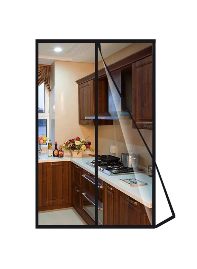 jaexest Insulated Magnetic Door Curtain – Thermal Self-Closing Screen Door Cover – Hands Free Magnetic Mesh Curtain for Patio, Kitchen, Bedroom, Air Conditioner Room – Keeps Bugs Out & Cool Air In – 90x210cm, Black - Image 1