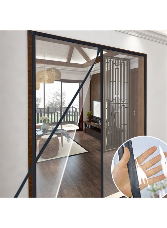 jaexest Insulated Magnetic Door Curtain – Thermal Self-Closing Screen Door Cover – Hands Free Magnetic Mesh Curtain for Patio, Kitchen, Bedroom, Air Conditioner Room – Keeps Bugs Out & Cool Air In – 90x210cm, Black - Image 2