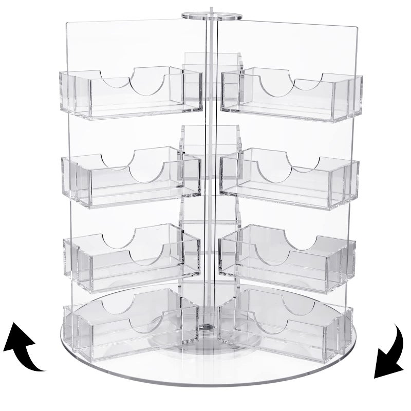 Qunclay 24 Pocket Acrylic Rotating Business Card Holder Desk Multi Clear Spinning Slot Card Display Plastic Sticker Holders Organizer Multiple Pocket Rotating Countertop for Tabletop Office Home Desk - Image 1