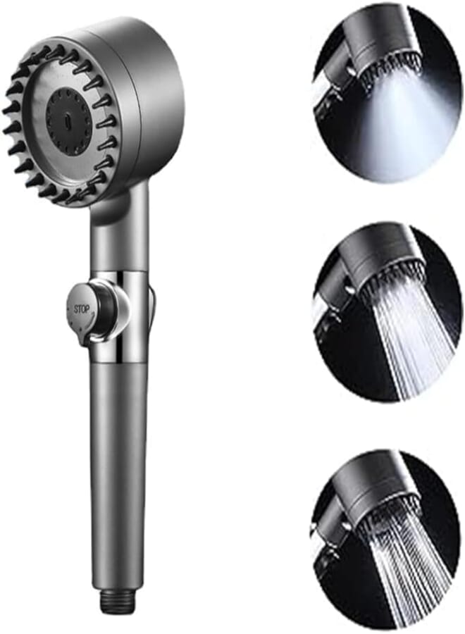 Shower Head Powerful Flow with Filter for Hard Water, High Pressure Shower Heads with 3 Spray Modes and Water Stop Button, Handheld Water Saving Shower Head