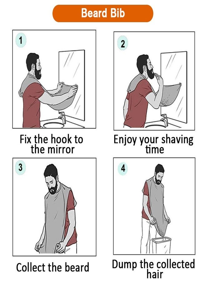 Showvigor Beard Bib Apron for Men, Christmas Day Gift Beard Trimming Catcher Bib for Shaving & Hair Clippings, Waterproof Non-Stick Hair Catcher Grooming Cloth with 2 Suction Cups - Image 4