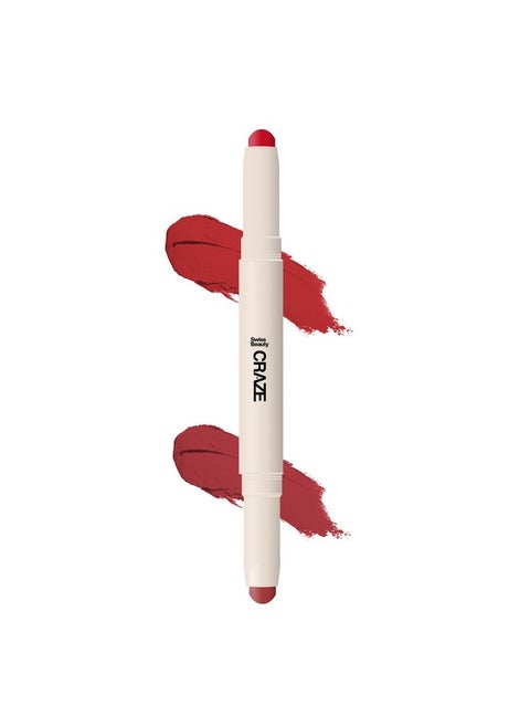 Craze Duo Non Transferable Lipstick | 2-In-1 Long Lasting Lip Colours With Satin Matte Finish | Shade- Party Ready, 2G