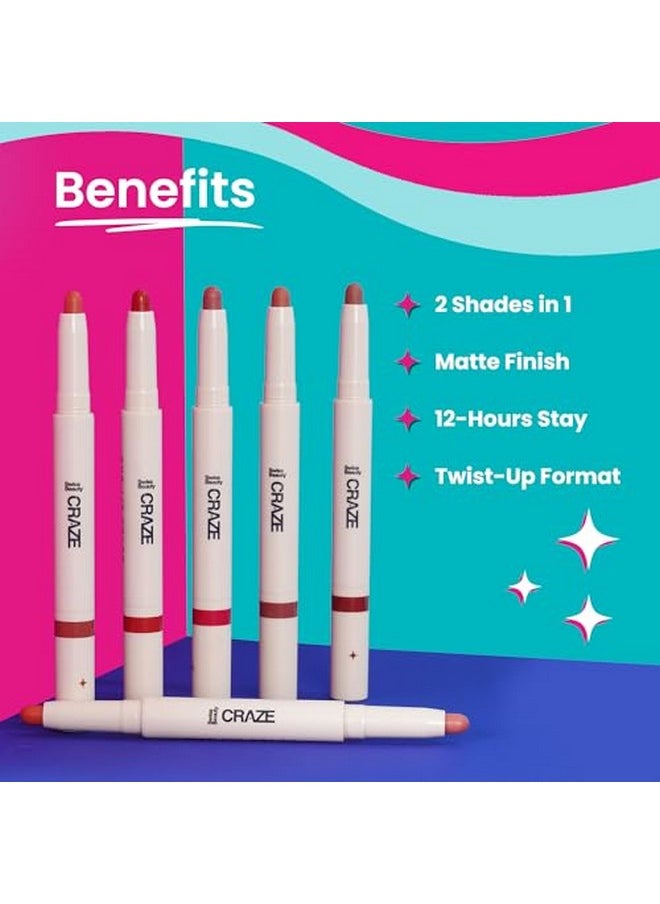 Swiss Beauty - Craze Duo Non Transferable Lipstick | 2-In-1 Long Lasting Lip Colours With Satin Matte Finish | Shade- Party Ready, 2G - Image 1